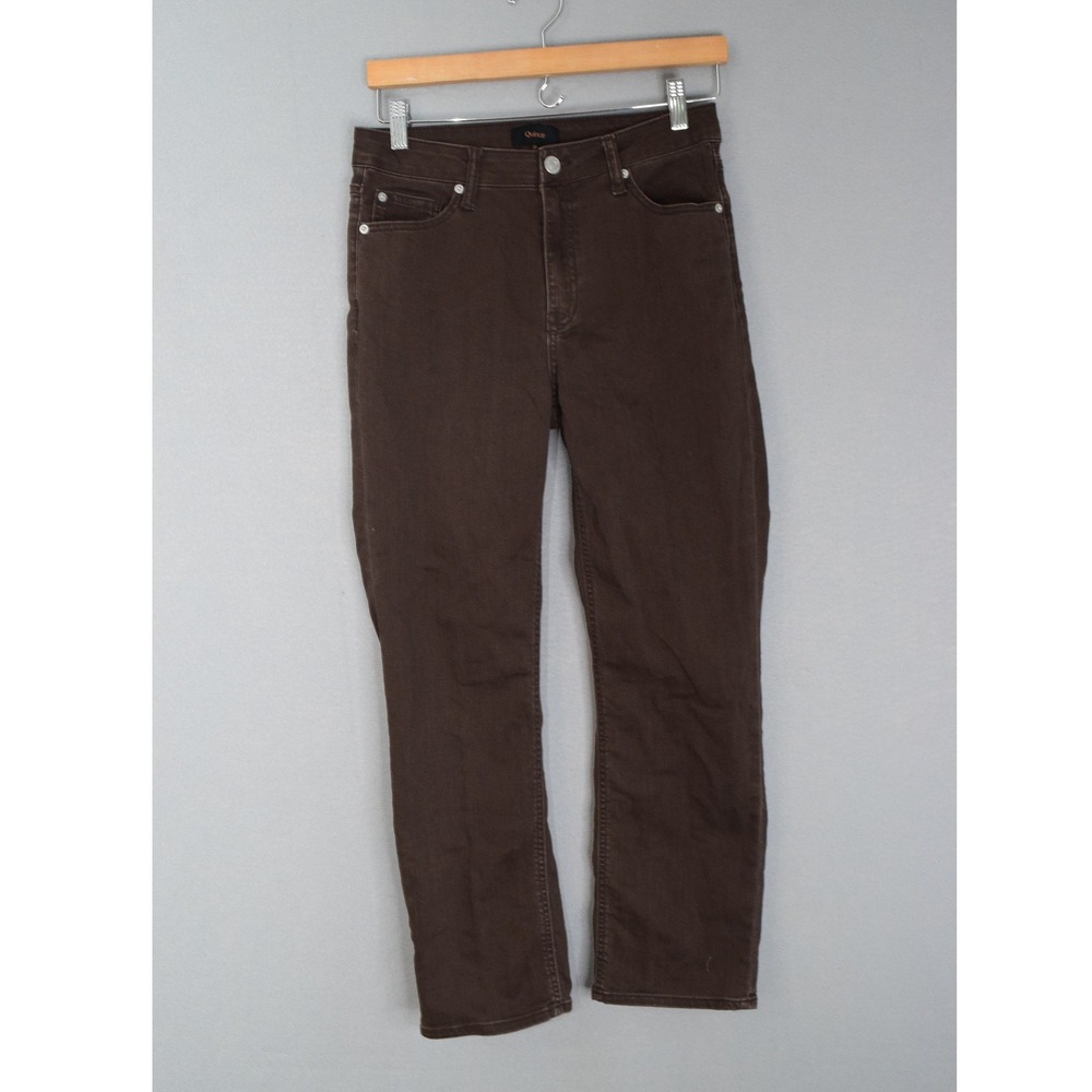 Quince Bella Stretch Straight Jeans 28 Coffee Bean Brown High Rise Womens Denim